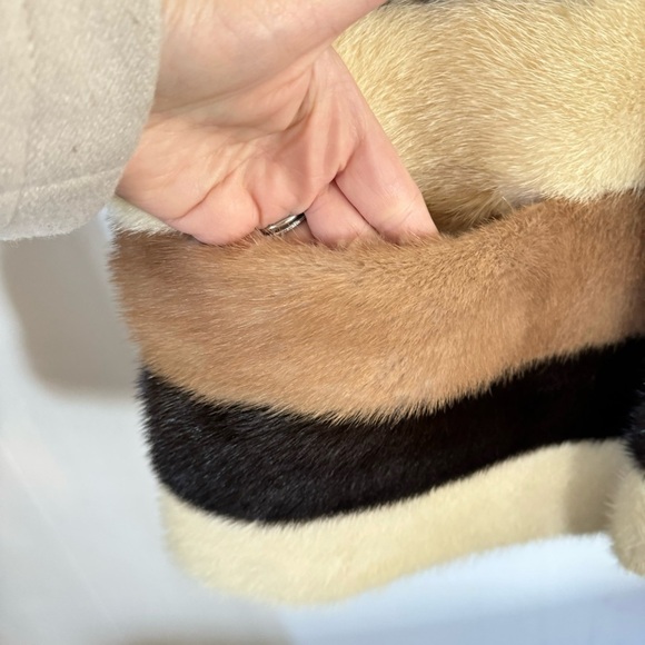 Vintage Mink Coat Saks Fifth Avenue Real Fur Stripe Blonde Retro 1960s Mod Small - Picture 4 of 15